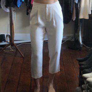 White lightweight pinstripe 7/8 pants from Topshop